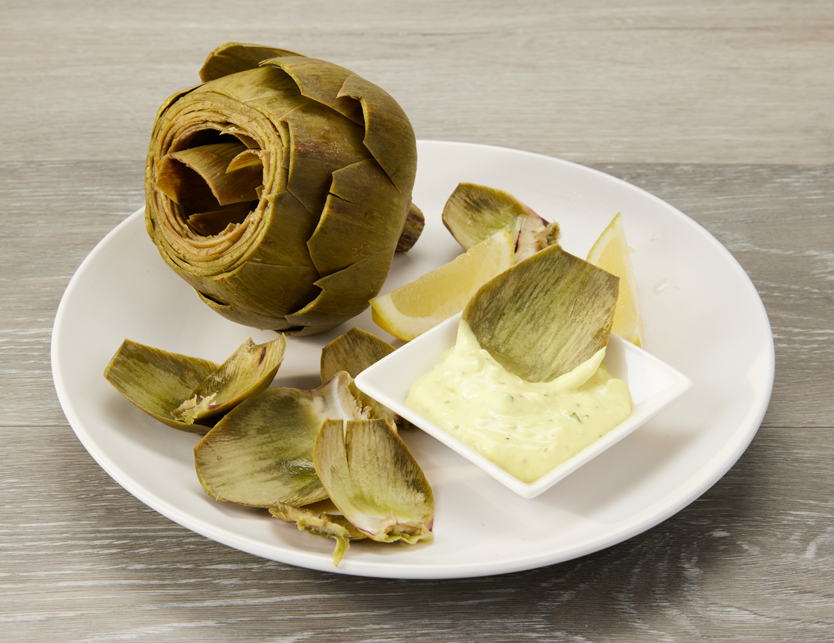 Steamed Artichoke Lemon Basil Aioli