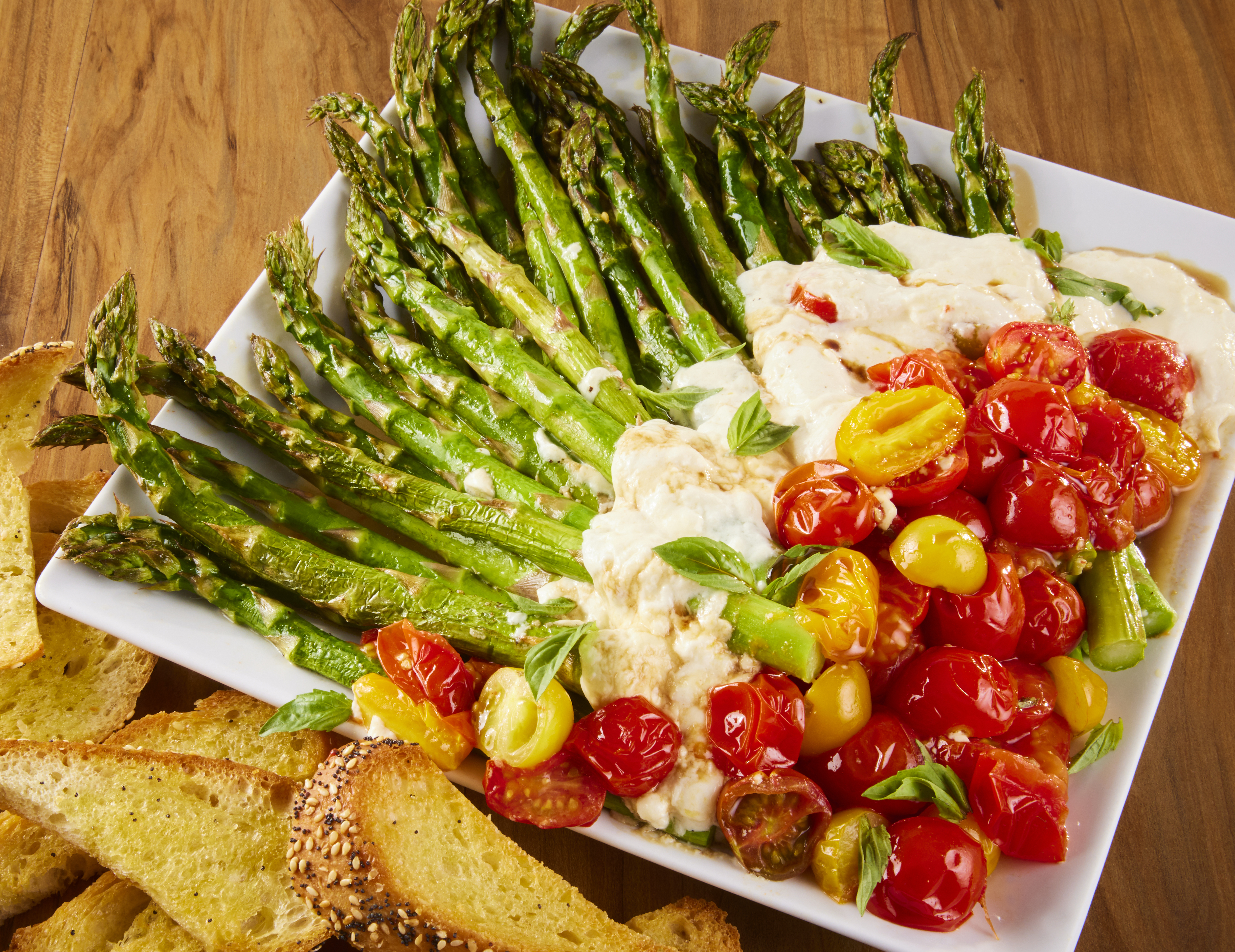 Roasted Asparagus Tomatoes Barrata